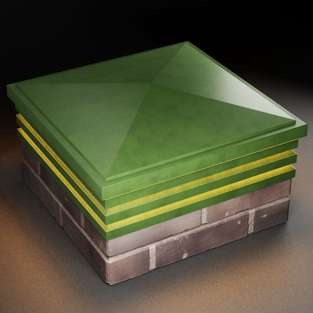 Колпак Zking Бона ХайТек Зеленый на столб 2х2 кирпича (513х513мм) с подсветкой в Архангельске фото