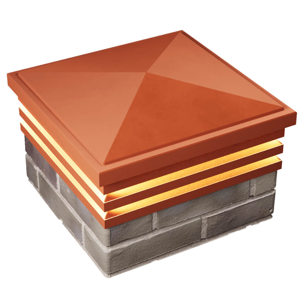 Колпак Zking Бона ХайТек Красный на столб 1.5х1.5 кирпича (385х385мм) с подсветкой в Архангельске фото