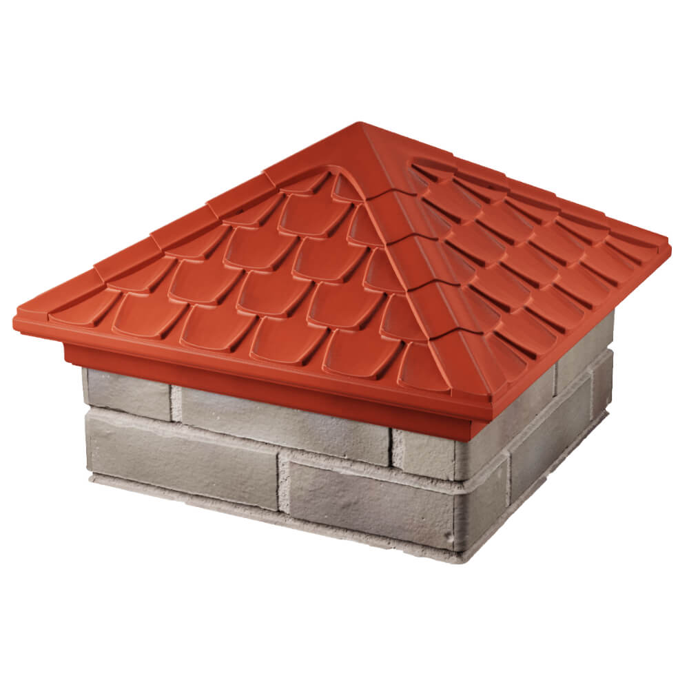 Колпак Zking Эльбрус Красный на столб 1.5х1.5 кирпича (385х385мм) в Архангельске фото