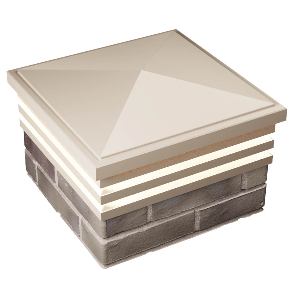 Колпак Zking Бона ХайТек Бежевый на столб 1.5х1.5 кирпича (385х385мм) с подсветкой в Архангельске фото