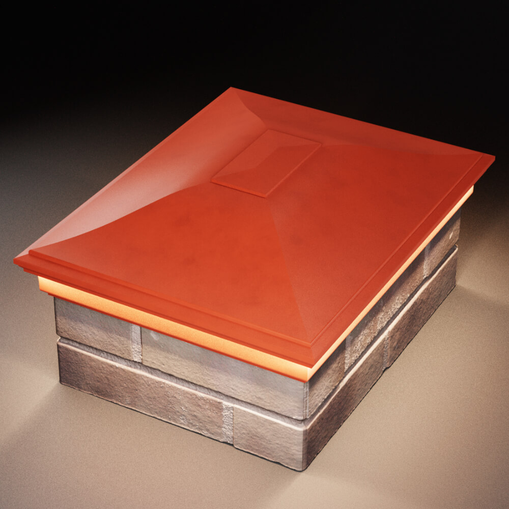 Колпак Zking Монблан Красный на столб 2х1.5 кирпича (515х385мм) c подсветкой в Архангельске фото