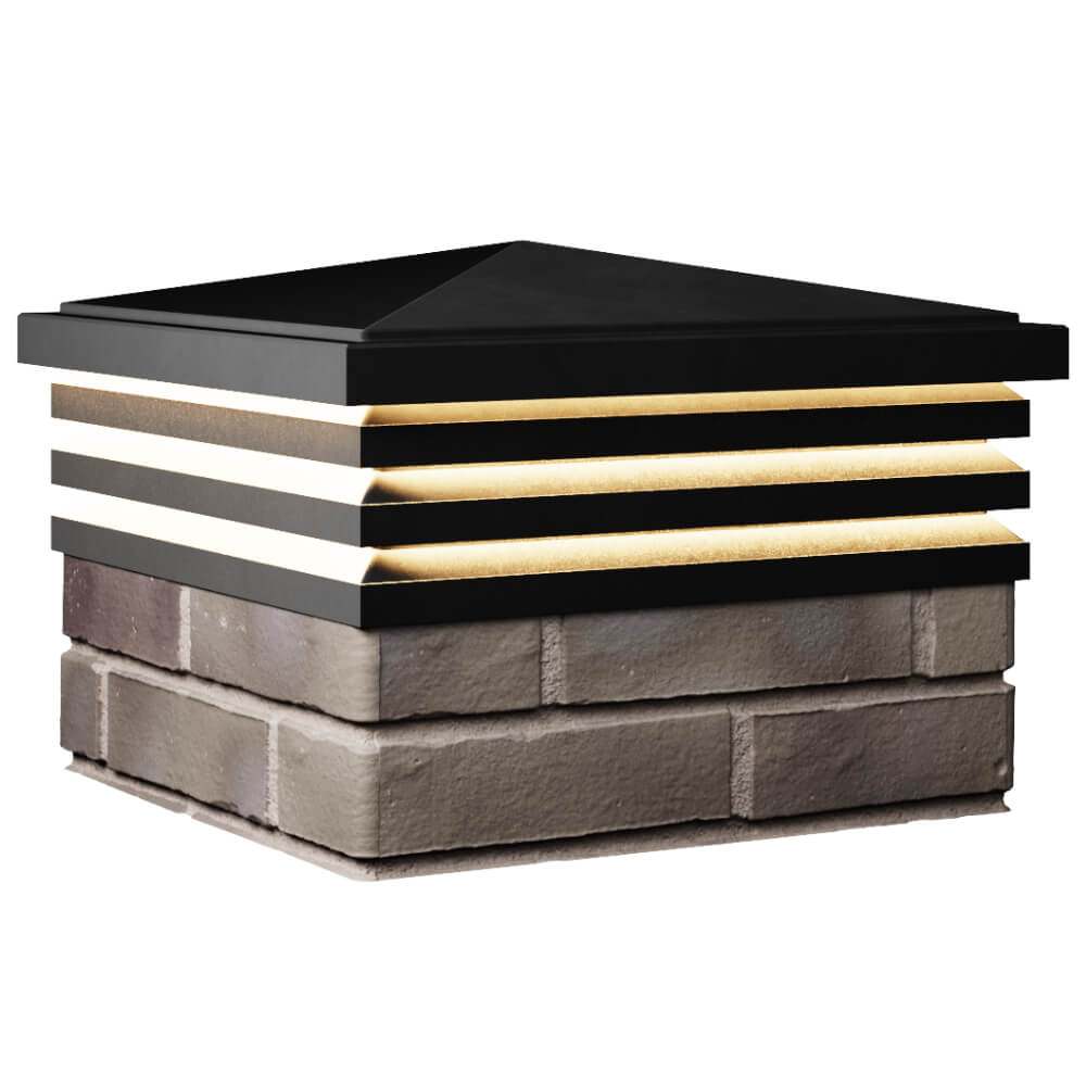 Колпак Zking Бона ХайТек Черный на столб 1.5х1.5 кирпича (385х385мм) с подсветкой в Архангельске фото