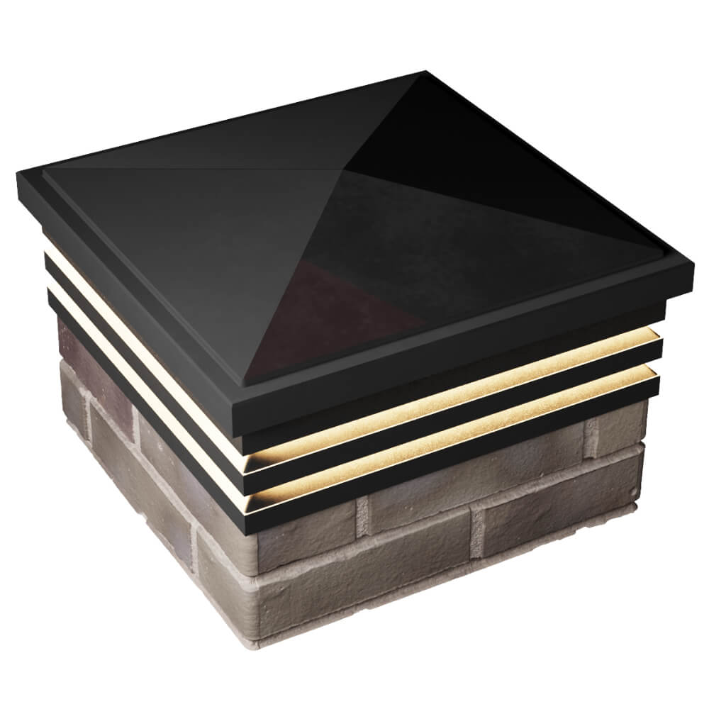 Колпак Zking Бона ХайТек Черный на столб 1.5х1.5 кирпича (385х385мм) с подсветкой в Архангельске фото