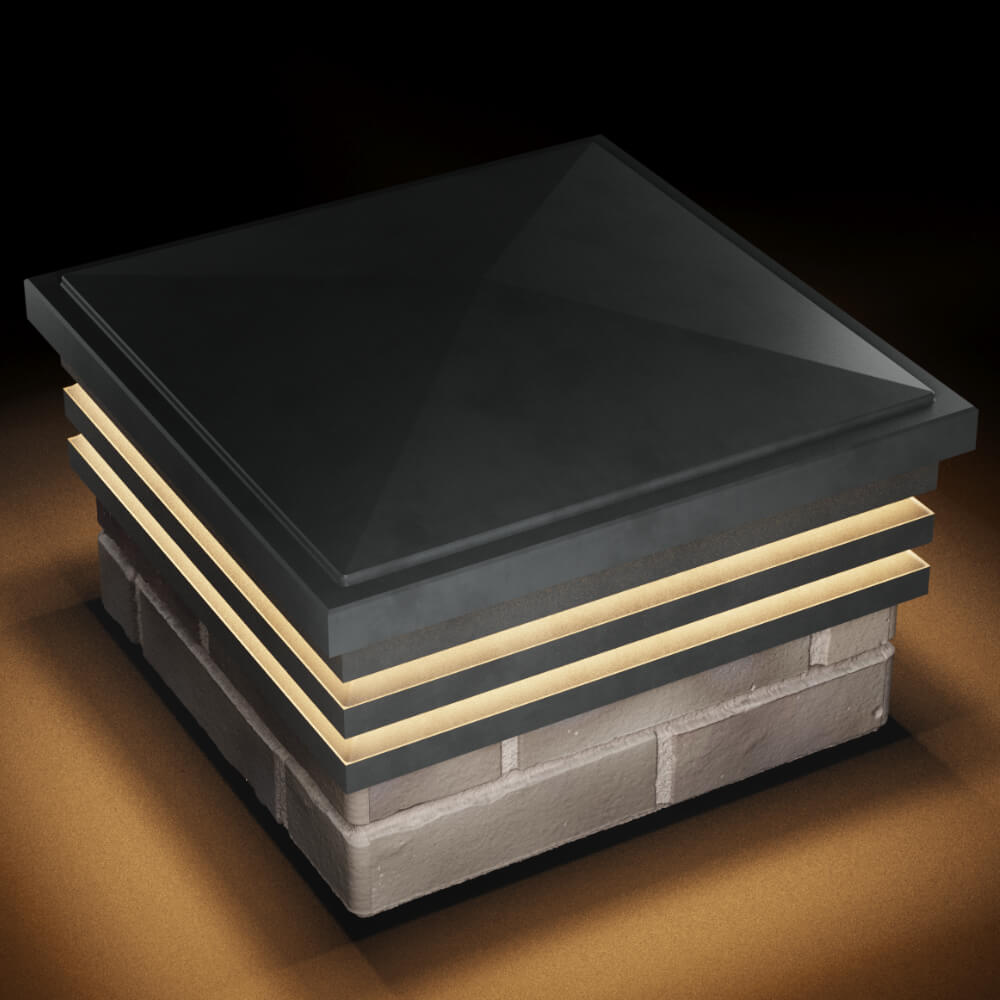 Колпак Zking Бона ХайТек Серый на столб 1.5х1.5 кирпича (385х385мм) с подсветкой в Архангельске фото