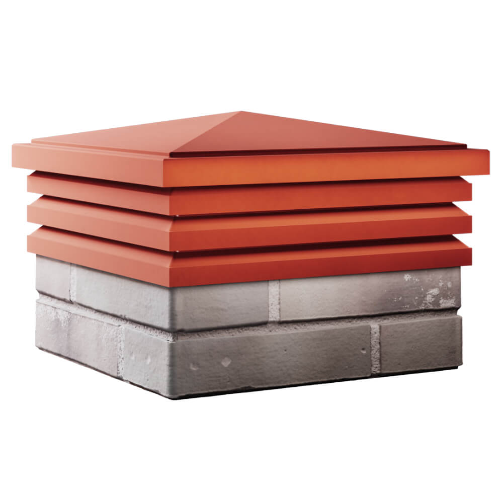 Колпак Zking Бона ХайТек Красный на столб 1.5х1.5 кирпича (385х385мм) в Архангельске фото