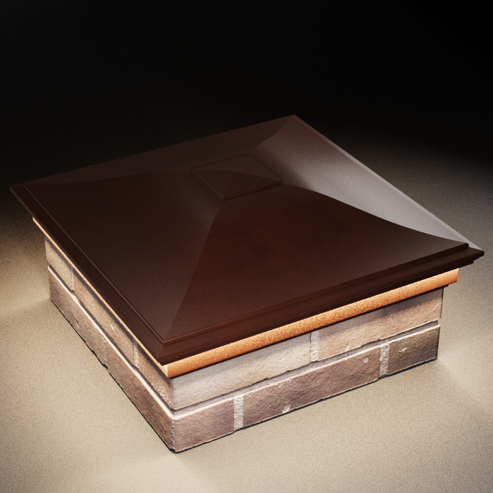 Колпак Zking Монблан Коричневый на столб 2х2 кирпича (515х515мм) c подсветкой в Архангельске фото