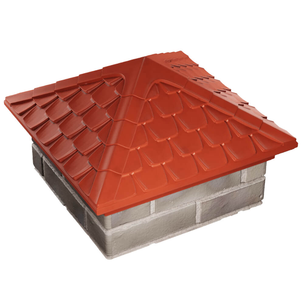 Колпак Zking Эльбрус Красный на столб 1.5х1.5 кирпича (385х385мм) в Архангельске фото