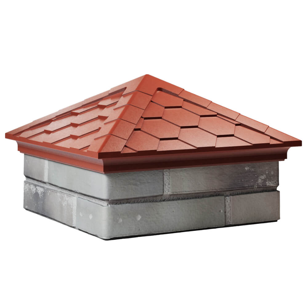 Колпак Zking Эверест Красный на столб 1.5х1.5 кирпича (390х390мм) в Архангельске фото