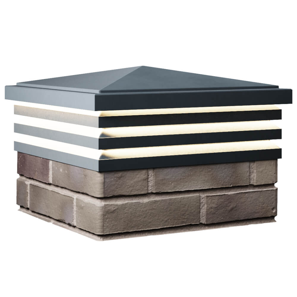 Колпак Zking Бона ХайТек Серый на столб 1.5х1.5 кирпича (385х385мм) с подсветкой в Архангельске фото