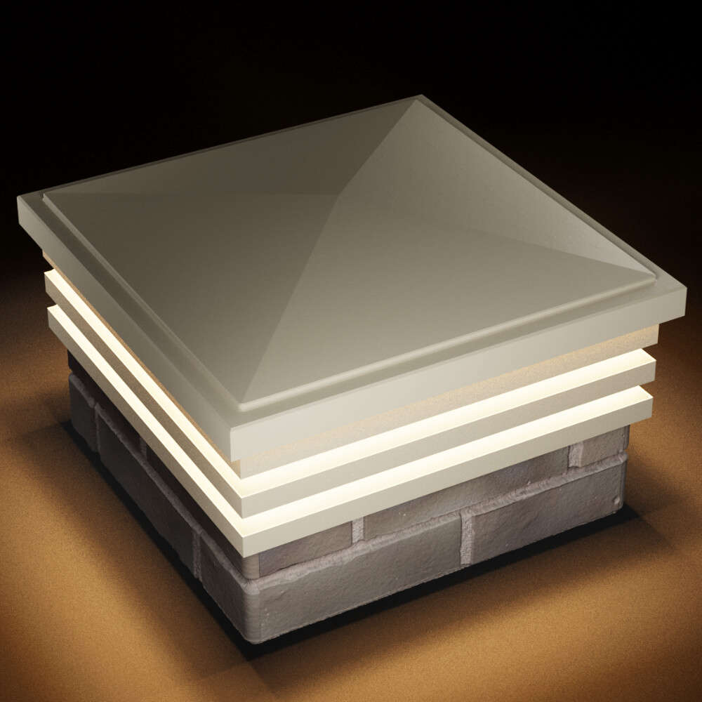 Колпак Zking Бона ХайТек Бежевый на столб 1.5х1.5 кирпича (385х385мм) с подсветкой в Архангельске фото