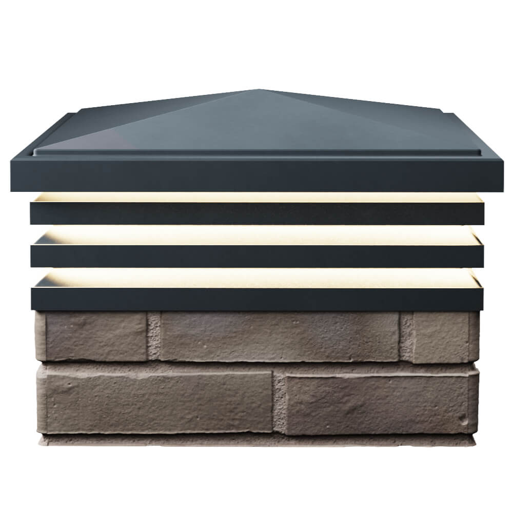 Колпак Zking Бона ХайТек Серый на столб 1.5х1.5 кирпича (385х385мм) с подсветкой в Архангельске фото