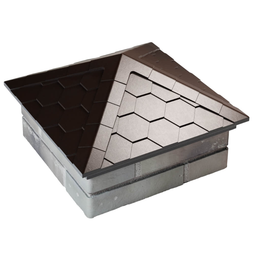 Колпак Zking Эверест Коричневый на столб 1.5х1.5 кирпича (390х390мм) в Архангельске фото