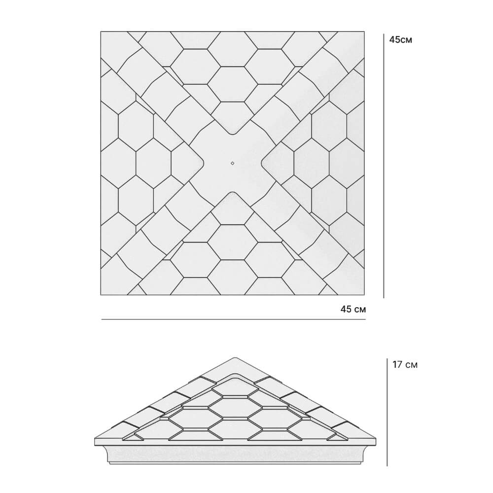 Колпак Zking Эверест Серый на столб 1.5х1.5 кирпича (390х390мм) в Архангельске фото