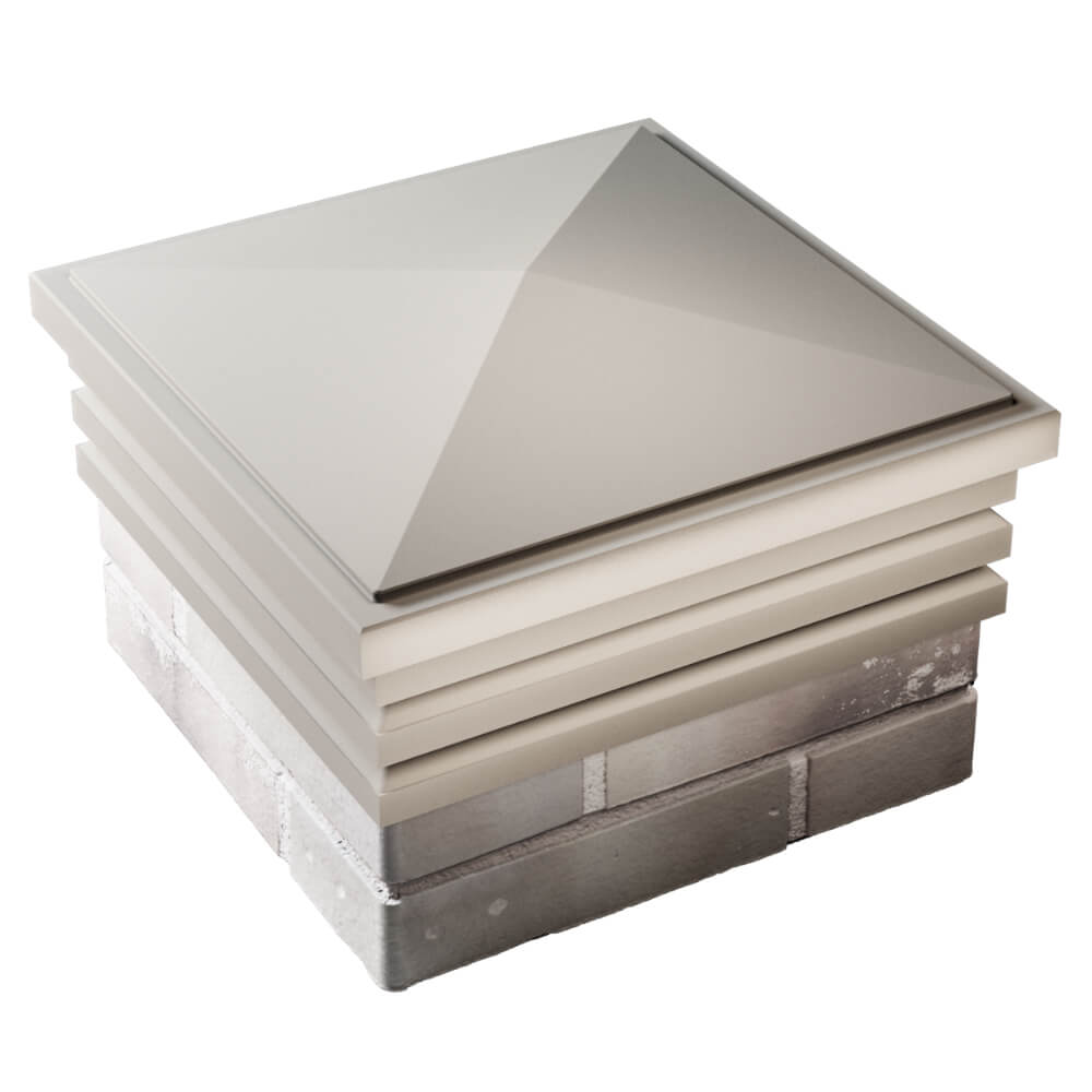 Колпак Zking Бона ХайТек Бежевый на столб 1.5х1.5 кирпича (385х385мм) в Архангельске фото