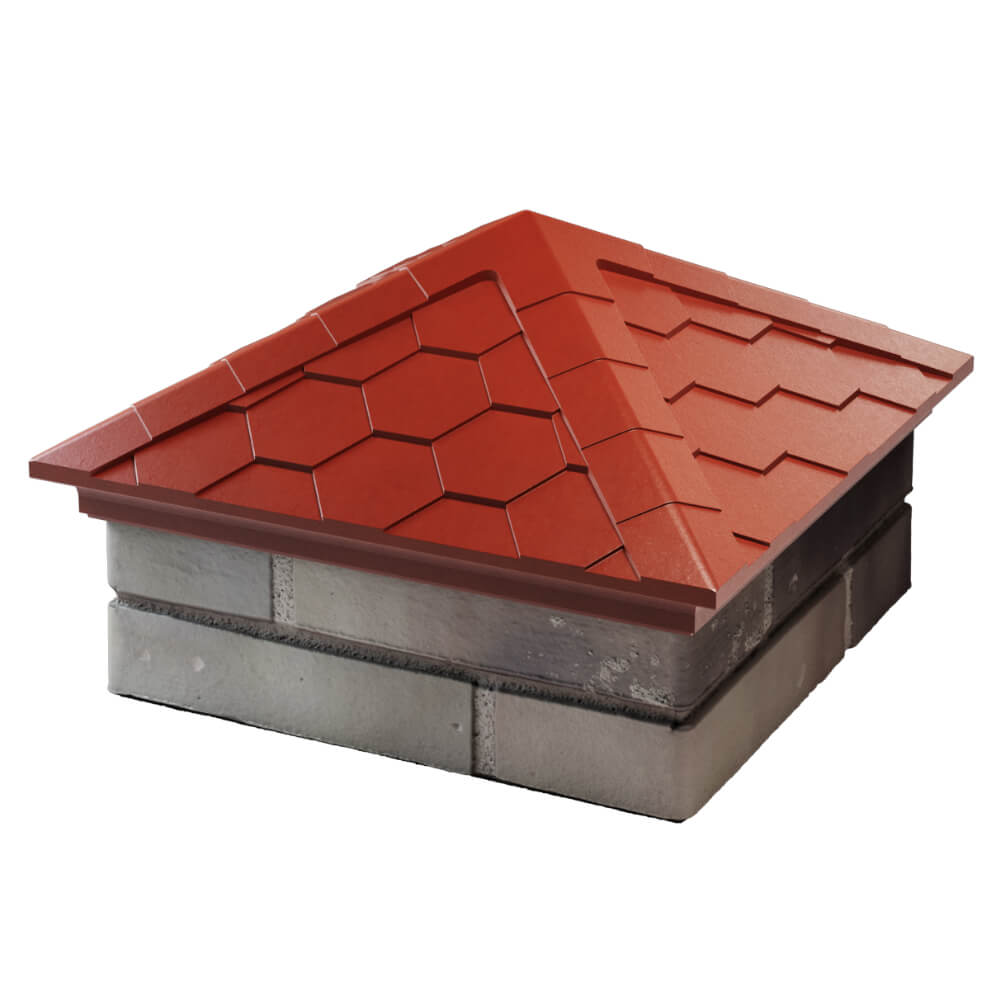 Колпак Zking Эверест Красный на столб 1.5х1.5 кирпича (390х390мм) в Архангельске фото