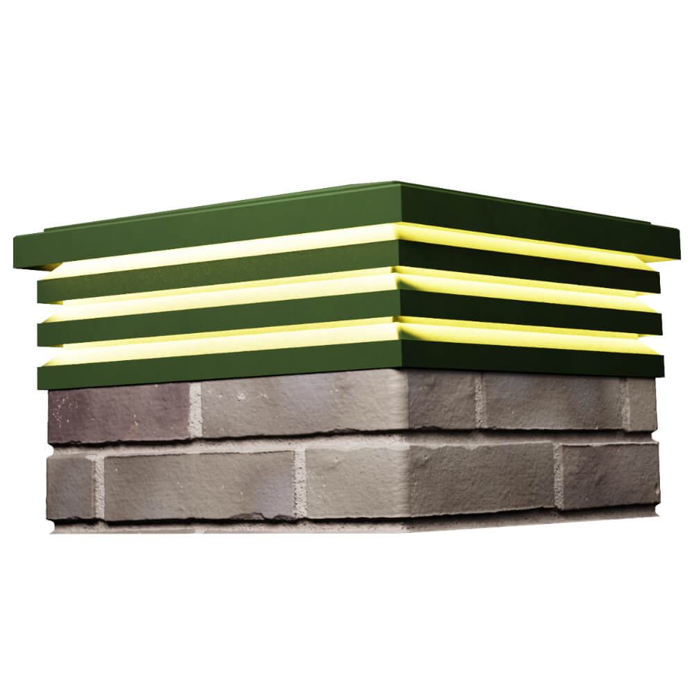 Колпак Zking Бона ХайТек Зеленый на столб 1.5х1.5 кирпича (385х385мм) с подсветкой в Архангельске фото