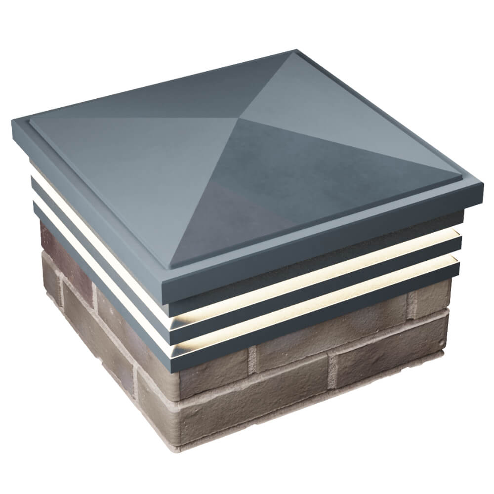 Колпак Zking Бона ХайТек Серый на столб 1.5х1.5 кирпича (385х385мм) с подсветкой в Архангельске фото