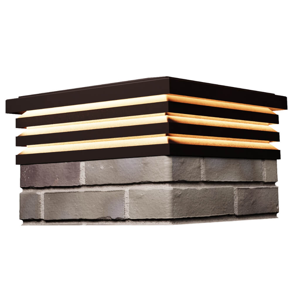 Колпак Zking Бона ХайТек Коричневый на столб 1.5х1.5 кирпича (385х385мм) с подсветкой в Архангельске фото