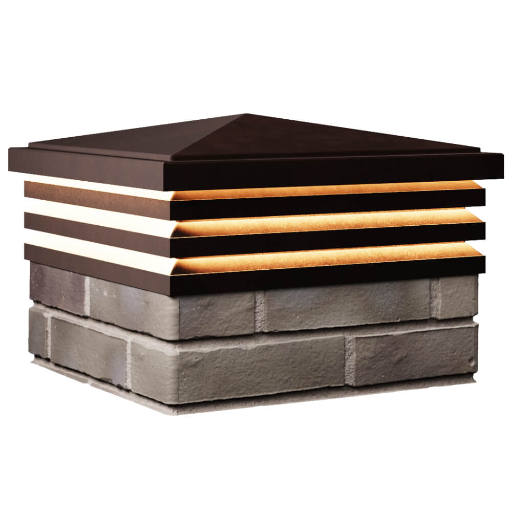 Колпак Zking Бона ХайТек Коричневый на столб 1.5х1.5 кирпича (385х385мм) с подсветкой в Архангельске фото