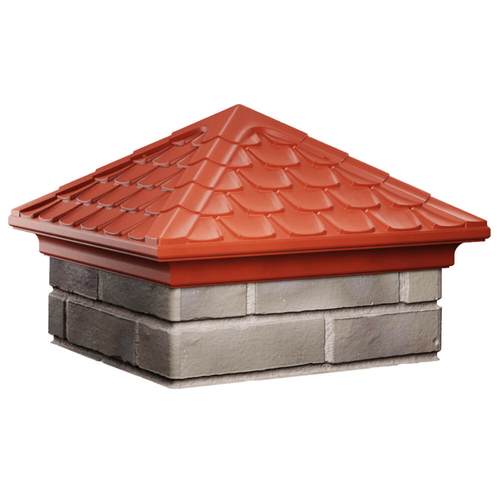 Колпак Zking Эльбрус Красный на столб 1.5х1.5 кирпича (385х385мм) в Архангельске фото
