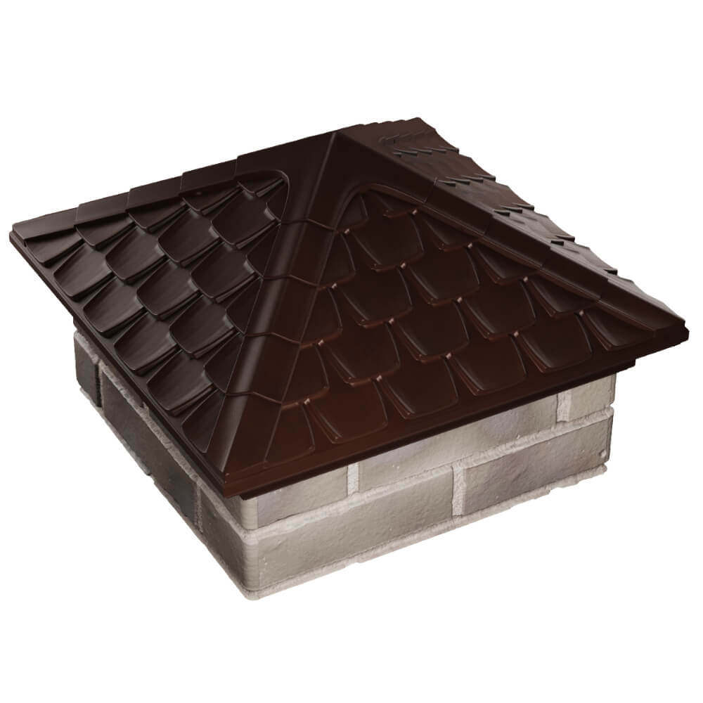 Колпак Zking Эльбрус Коричневый на столб 1.5х1.5 кирпича (385х385мм) в Архангельске фото