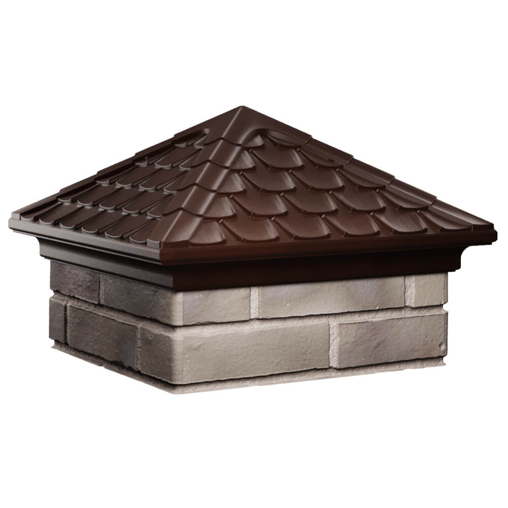 Колпак Zking Эльбрус Коричневый на столб 1.5х1.5 кирпича (385х385мм) в Архангельске фото