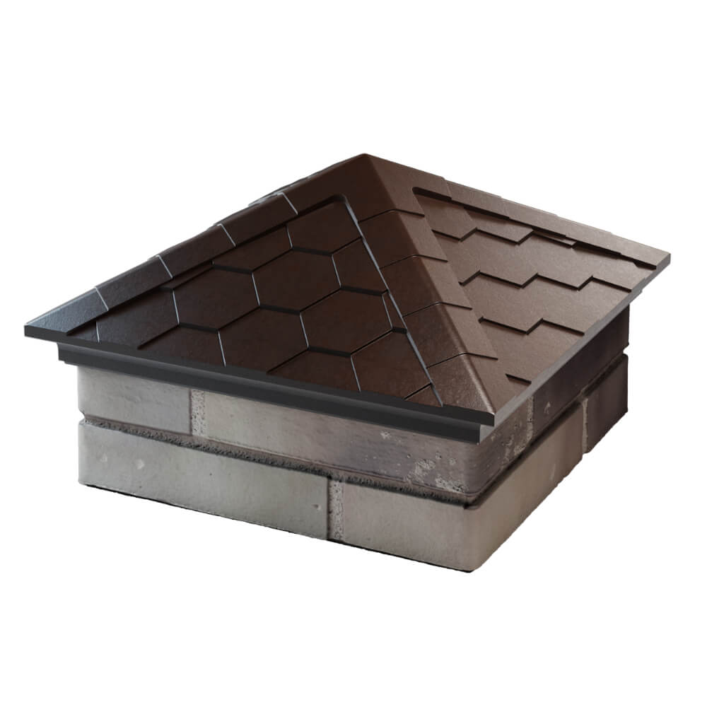 Колпак Zking Эверест Коричневый на столб 1.5х1.5 кирпича (390х390мм) в Архангельске фото